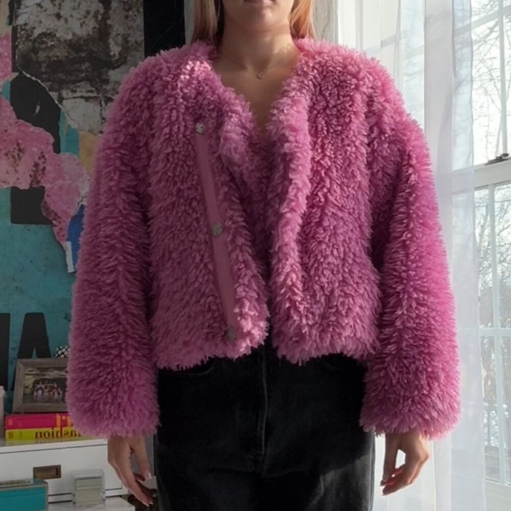 Free People Pink Fur Coat